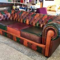 Кожаный диван Честер в стиле пэчворк, в Зеленограде