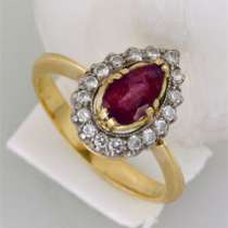 Золотое кольцо с бриллиантами и рубином, новое, в Санкт-Петербурге
