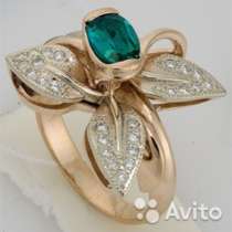 Золотое кольцо с бриллиантами и топазом, новое, в Санкт-Петербурге