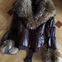 Кожаная зимняя куртка с мехом, в Москве