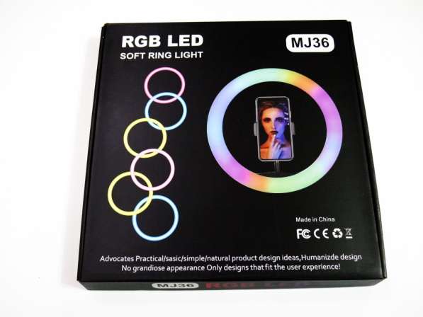 Кольцевая LED лампа RGB MJ36 36см 3 крепл. тел USB в фото 12