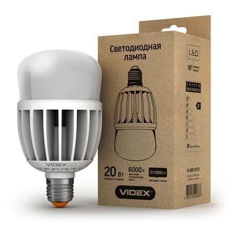 Светодиодная лампа (LED) Videx A80 20W E27 6000K 220V матова