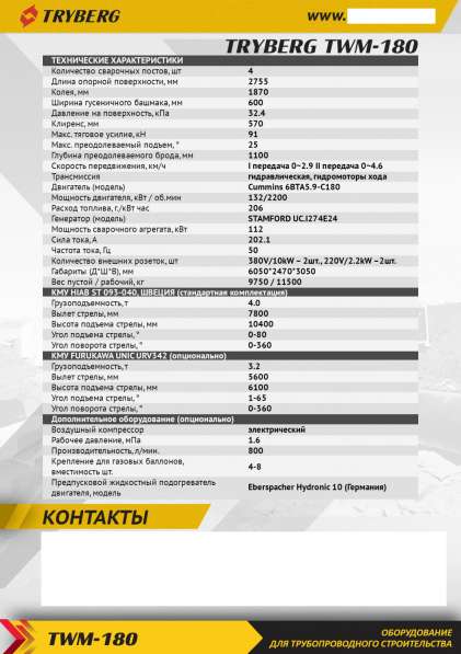 Самоходный Многопостовый Сварочный Агрегат TRYBERG TWM-180 в фото 4