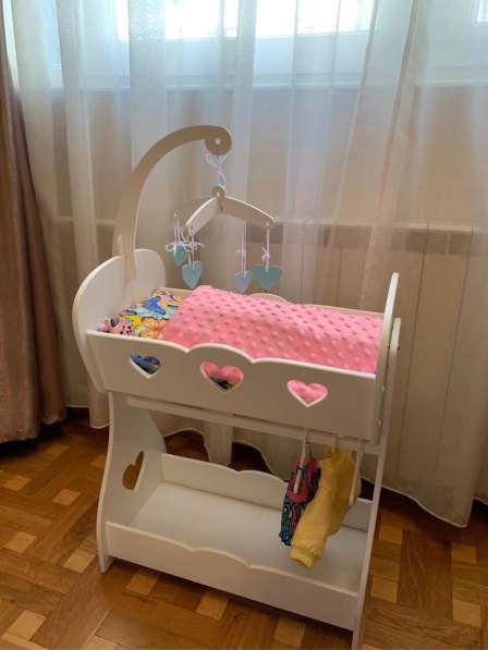 Кукольная кроватка люлька для кукол деревянная в Москве фото 4