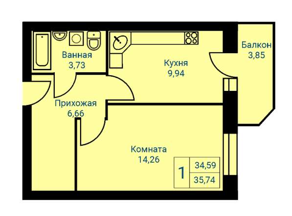 Первоуральск, 1- комнатная квартира, Новый дом-сдан! в Первоуральске фото 11