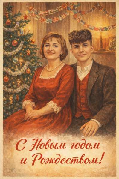 Новогодняя / Рождественская открытка с вашим фото