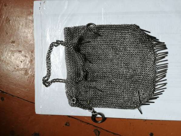 Старинная женская сумка. Серебро 84.Кольчуга