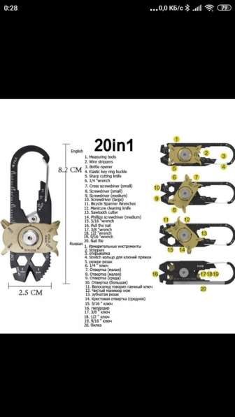 Брелок с универсальными инструментами 20 в 1