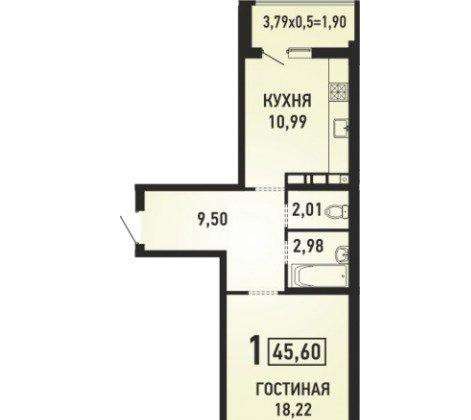 Продам однокомнатную квартиру в Краснодар.Жилая площадь 45,60 кв.м.Этаж 18.Дом кирпичный.