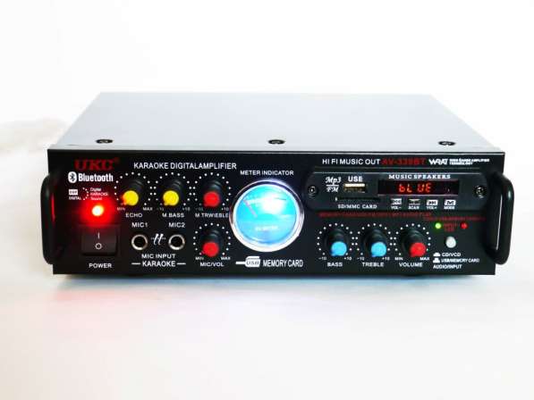 Усилитель звука UKC AV-339A + USB + КАРАОКЕ 2 микрофона