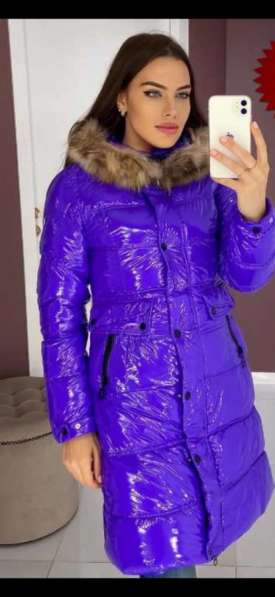 Женский пуховик фиолетовый глянцевый