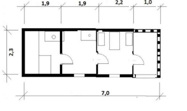 Каркасная мобильная баня 7x2,3 с крыльцом в Москве фото 3