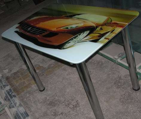Стеклянные столешницы и столы с экологически чистой фотопечатью, пескоструйным рисунком. в фото 13