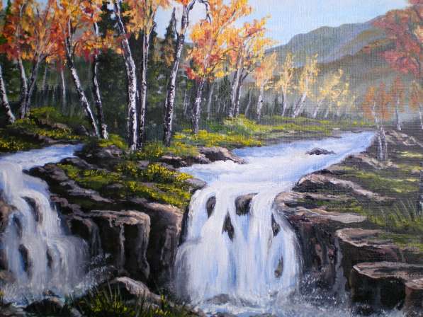 Продам картину маслом "Пейзаж с водопадами" в Ростове-на-Дону