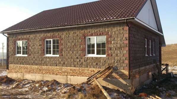Комплект дома из теплоблоков с фасадом (колотый камень)