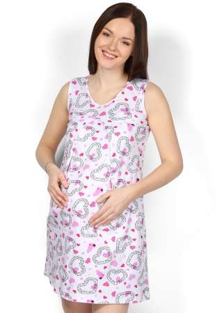 Ночная сорочка сердечки розовые для беременных и кормящих в фото 3