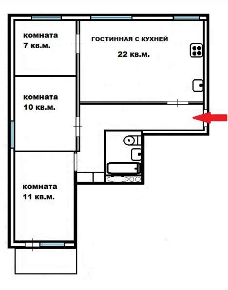 Четырехкомнатная недорогая квартира на Бардина 46 в Екатеринбурге фото 6