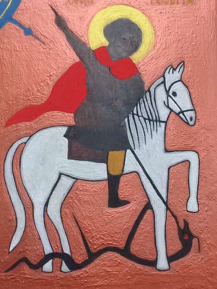 Икона старинная Святой Георгий Победоносец в Москве фото 4