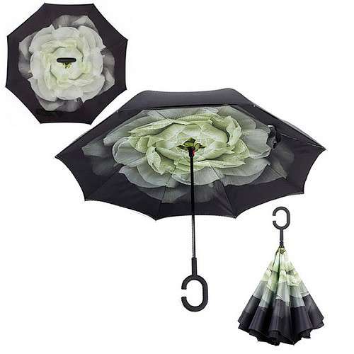 Новый зонт-наоборот антизонт umbrella белая роза