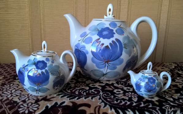Набор из трёх чайников «Россыпь синевы», СССР в Новосибирске фото 3