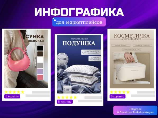 Инфографика для маркетплейсов. Дизайн карточек в 
