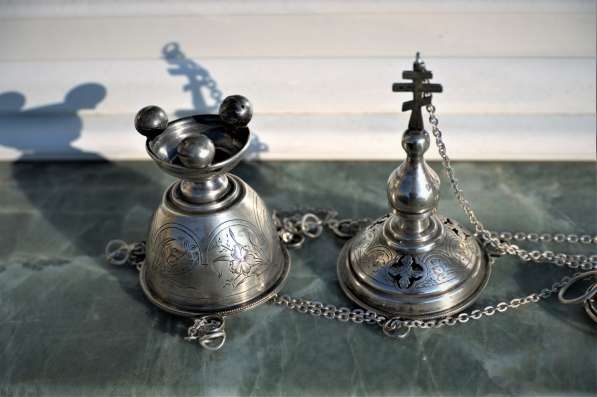 Старинное серебряное кадило большого размера, конец XIX в в Санкт-Петербурге фото 7