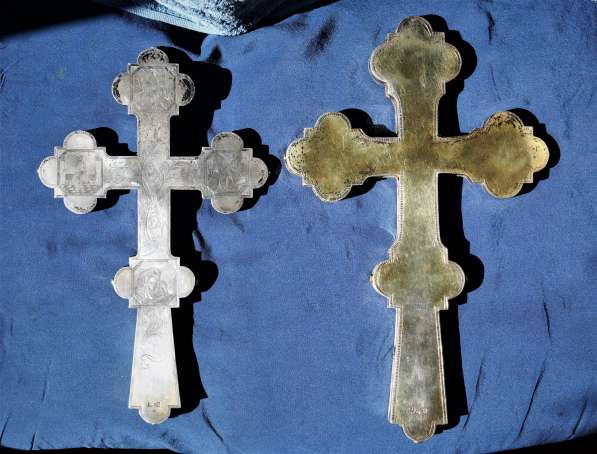 Пара старинных напрестольных крестов. Серебро «84». XIХ век в Санкт-Петербурге фото 14