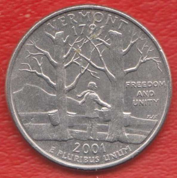 США 25 центов 2001 г. квотер штат Вермонт знак мондвора P