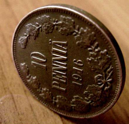 Раритет. Редкая, медная монета 10 пенни 1916 год. в Москве фото 3