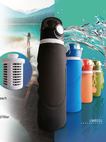 Camping premium folding antibacterial filter water bottle
