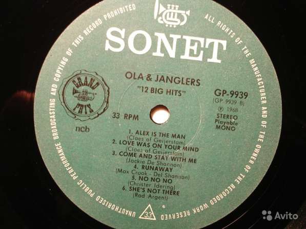 Пластинка виниловая Ola & The Janglers - 12 Big Hits в Санкт-Петербурге