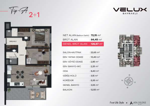 3-к. квартира 124м ² Турция, Бодрум, Измир в фото 5