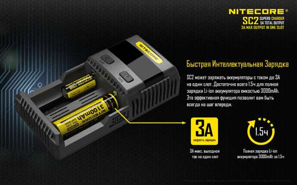 NiteCore Автоматическое зарядное устройство для Li-ion / NiMH / NiCd NiteCore SC2 в Москве фото 8