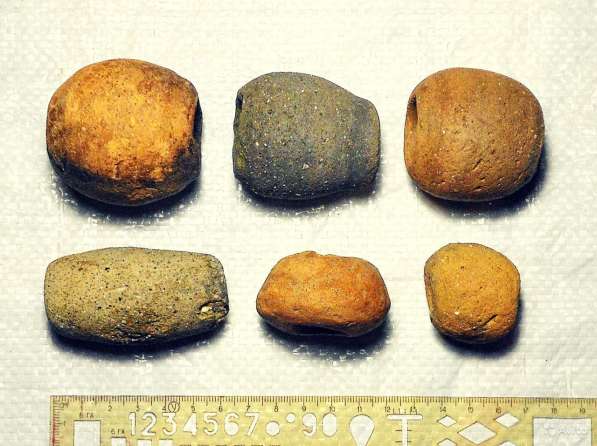 Набор из 6-и старинных глиняных рыболовных грузил в Смоленске фото 3