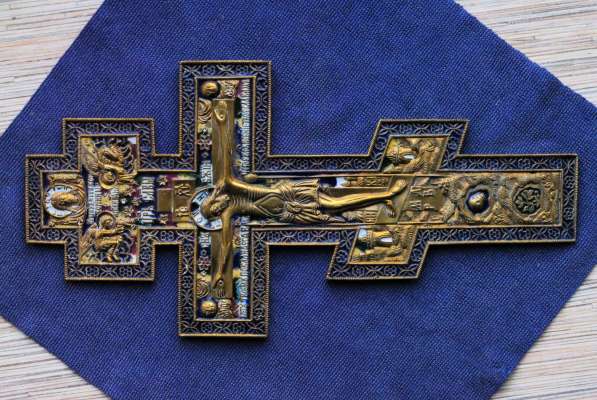 Старообрядческий киотный крест с эмалями. Русский Север, 18в в Санкт-Петербурге фото 10