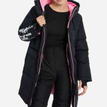 Зимняя куртка Termit для девочки-подростка, черная с розовым, в Внукове